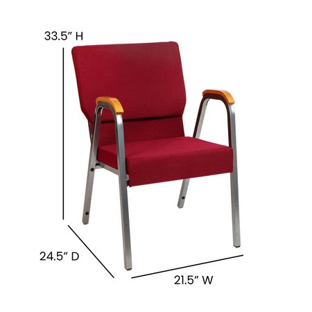 Flash Furniture Burgundy Fabric Stackable Church Chair with Arms XU-DG-60156-BUR-GG